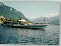 Villeneuve VD Raddampfer Montreux auf dem Genfersee Photoglob 9188 Binnenschiff Foto AK