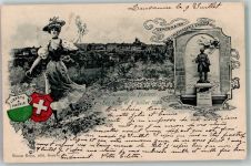 1000 Lausanne Losanna 1903 Foto AK Tracht Denkmal Davel Festival 1903