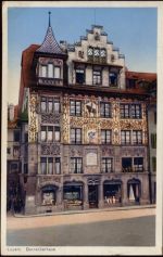 um 1930/40 - Luzern, Kant. Luzern, Schweiz: Vorderansicht des Dornacherhauses, tolle Häuserfassade, Ak Nr. 557,Globetrotter AG