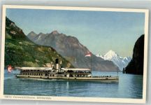Seelisberg Raddampfer Italia auf dem Vierwaldstättersee am Schillerstein Binnenschiff Foto AK
