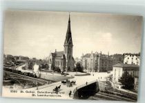 9000 St. Gallen S. Gallo Foto AK Kirche St. Leonhard Eisenbahn Bahnübergang