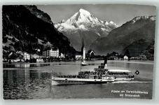 Flüelen Vierwaldstättersee Dampfschiff Schwyz Binnenschiff Foto AK