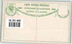 Künstlerkarte Nr. 9 Centenaire de la Reunion de Geneve a la Suisse