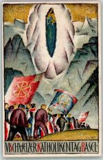 4000 Basel Bâle 1924 Lithographie Kirche VI. Katholikentag 1924