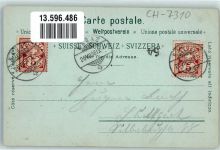 7310 Bad Ragaz 1898 Lithographie Taminaschlucht Mondschein