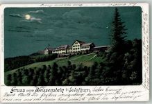 4500 Solothurn Soleure 1899 Lithographie Hotel Gruss vom Weissentein Mondschein Bahnpost Zug 29 Nr. 11