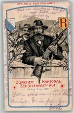 8000 Zürich 1906 Gebrauchsspuren Zürcher Kantonal - Schützenfest Lithographie