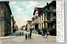 8590 Romanshorn 1906 Foto AK Hotel Bahnhof- Straße