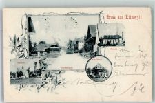 6218 Ettiswil 1899 Foto AK Kirche Dorfstrasse Schulhaus