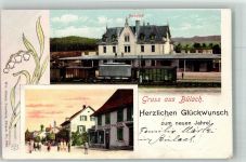 8180 Bülach 1901 Foto AK Bahnhof Gasthaus Falken blume Maiglöckchen