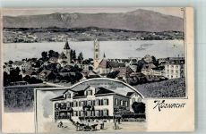 8700 Küsnacht ZH 1910 Foto AK Gasthaus Cafe zur Post Kirche