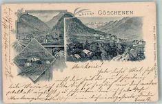 6487 Göschenen 1900 Lithographie Eisenbahn Gotthardtunnel Vorläufer