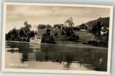 6343 Risch 1928 Foto AK Kirche Dampfschiff Zugersee