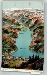 6440 Brunnen Foto AK Vogelschau Urnersee Gotthardroute