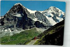 Grindelwald 1977 Foto AK Weg Männlichen-Kleine Scheidegg eigernordwand