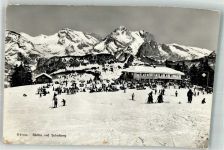 Säntis Winterlithographie Gasthaus Schafberg