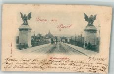 4000 Basel Bâle 1898 Foto AK Wettsteinbrücke Denkmal Drachen