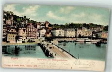 6000 Luzern Lucerne 1901 Foto AK Seebrücke Schweizhofquai Bahnpost Zug 09 Nr. 15