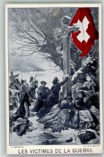 2300 La Chaux-de-Fonds Winter Denkmal Kreuz Die Opfer des Krieges Ort lt. Verlag
