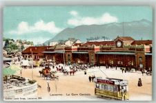 Lausanne Losanna Zentral- Bahnhof Straßenbahn Bahnhof Schweiz Foto AK