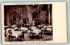 8000 Zürich Foto AK Gasthaus mit Grill I.und II.Klasse Bahnhof-Buffet