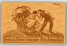 8700 Küsnacht ZH 1916 Lithographie / Künstlerkarte Hochzeit Helene Schynder - Fritz Helmüller sig. Kobelt,K.