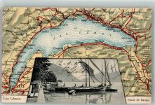 1200 Genève Genf 1905 Foto AK Lac Leman Karte