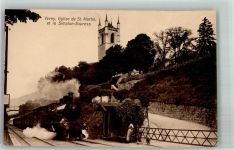 1800 Vevey Foto AK Eisenbahn Simplon-Express Kirche St. Martin