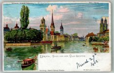 8000 Zürich 1903 Gebrauchsspuren sign. Egli Künstlerkarte Lithographie