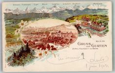 3000 Bern Berne 1902 Gebrauchsspuren Blümlisalp Hotel Gruten Kulm Lithographie großer Bug