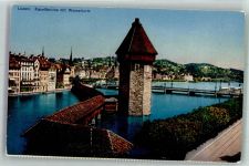 6000 Luzern Lucerne Foto AK Kapellbrücke Wasserturm