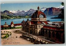 Luzern Lucerne Bahnhof Kutschen Alpen Bahnhof Schweiz Foto AK