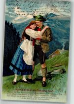 Prägedruck Liebespaar Tracht Schweiz 1907 Gebrauchsspuren