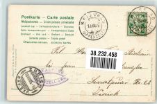 Paar in Tracht am Gartenzaun Pfeife Poesie / Liebe Hüttenstempel Seealpsee Tracht Schweiz 1905 Prägedruck