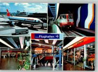 8302 Kloten 1987 Foto AK Jet der Swissair U-Bahnstation Geschäfte Verlag Photoglob 11371 Sonderstempel