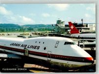 8302 Kloten 1990 Foto AK Jets der Swissair und Japan Air Lines Fotograf Baumann Sonderstempel