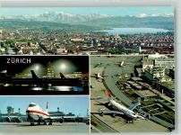 8302 Kloten 1986 Sonderstempel Panorama der Stadt Jets der Swissair Fotograf Baumann