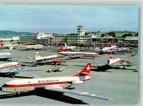 8302 Kloten 1990 Foto AK Jets der Swissair auf dem Rollfeld Fotograf Baumann Sonderstempel