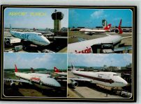 8302 Kloten 1988 Foto AK Jets der Swissair Thai und Pan Am Photoglob 13863 Sonderstempel