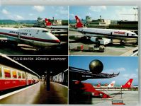 8302 Kloten 1989 Foto AK Jets der Swissair und Japan Air Lines U-Bahnhof Fotograf Baumann Sonderstempel