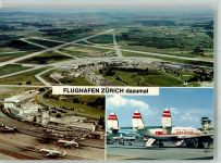 8302 Kloten 1988 Foto AK Alte Fliegeraufnahme des Flughafens Jet der TWA Fotograf Baumann Sonderstempel