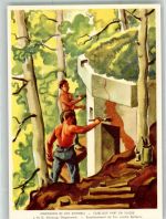 sign. Coulon Soldaten versehen Bunker mit Tarnanstrich Militär Schweiz Künstlerkarte