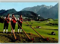 Allgäuer Alphornbläser Hüttenstempel Tegelberg Gipfelstation Alphorn Foto AK