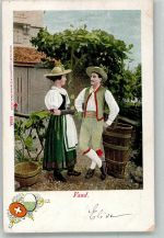 Paar in der Tracht aus dem Kanton Waadt Verlag Guggenheim & Co. 10058 Tracht Schweiz 1902