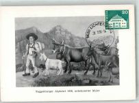 9620 Lichtensteig Künstlerkarte Toggenburger Alpfahrt Ziege Kühe Esel