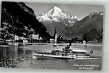Flüelen Dampfschiff Schwyz Vierwaldstättersee Binnenschiff Foto AK