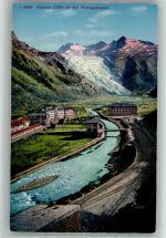3999 Oberwald Foto AK Rhonegletscher Gletsch