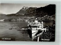 6375 Beckenried Foto AK Hafen Dampfschiff