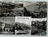 8882 Unterterzen Foto AK Seilbahn Kirche Motorschiff