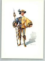 6460 Altdorf UR Lithographie / Künstlerkarte Ausstellung PTT Museum Standesläufer von Uri 16.Jh.